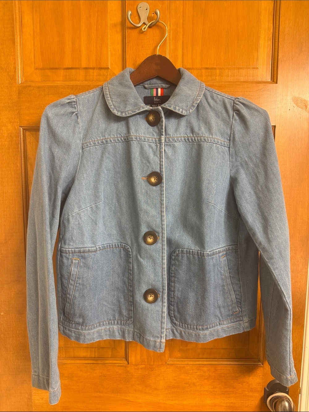 Boden Light Blue Denim Jacket with Round Collar